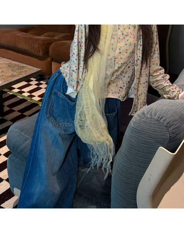 여아 프린지 헴 스트레이트 데님 팬츠 R19184