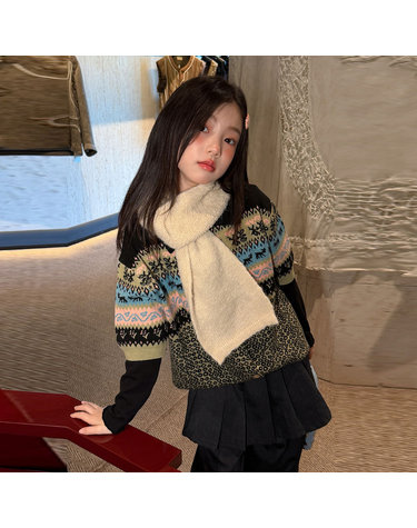 여아 페어아일 디어 자카드 니트 R19189