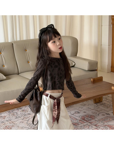 여아 레오파드 프린트 크롭 티셔츠 R19371