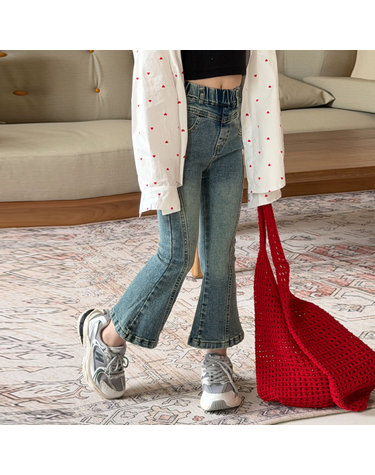 여아 패치워크 부츠컷 데님 팬츠 R19382