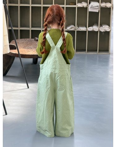 라임 도트 멜빵 와이드 팬츠 R19952