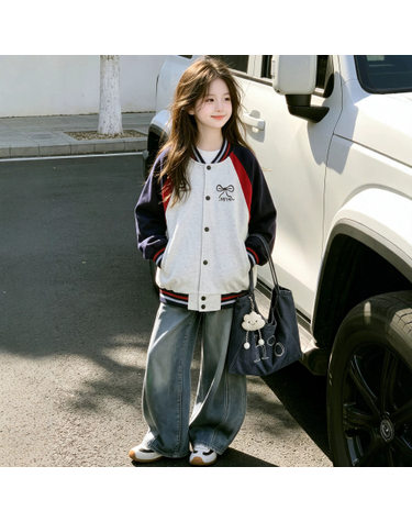 네이비 배색 바시티 자켓 R20073
