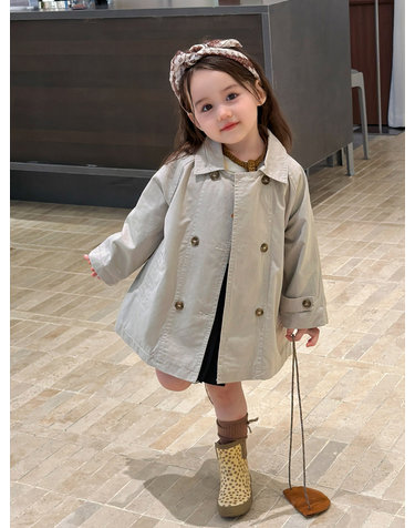 아이보리 더블 트렌치 코트 R19653