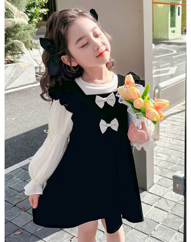 블랙 벨벳 리본 원피스 R20198