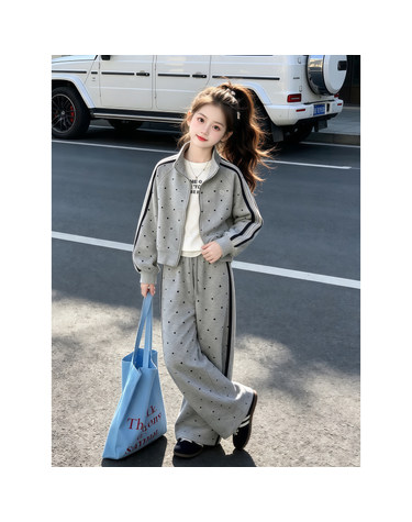 도트 크롭 자켓 와이드 팬츠 세트 R20295