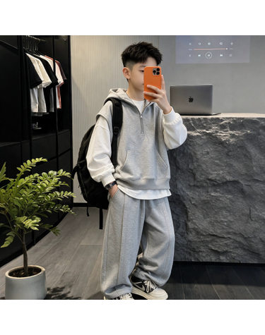 후드 베스트 스웨트 상하 세트 R20413