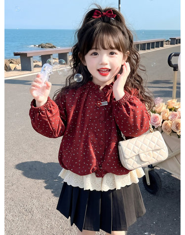 와인 잔꽃 프릴 코튼 자켓 R20565