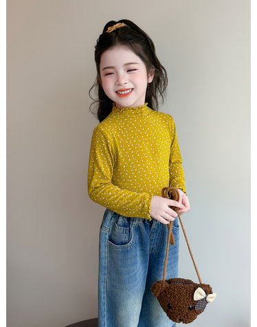 프릴넥 플로럴 하이넥 롱슬리브 R20505