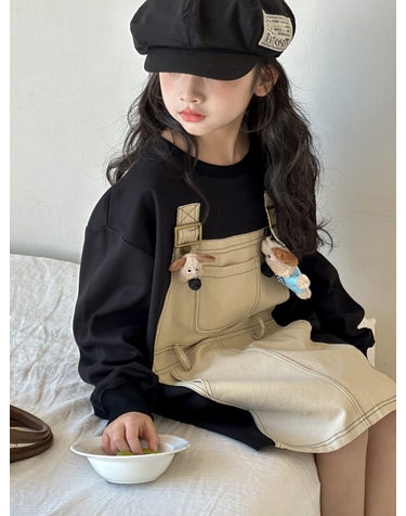 베이지 페이크 멜빵 원피스 R20812