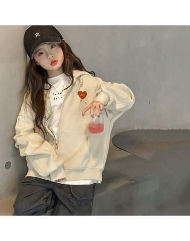 하트 프린트 후드 집업 R20932