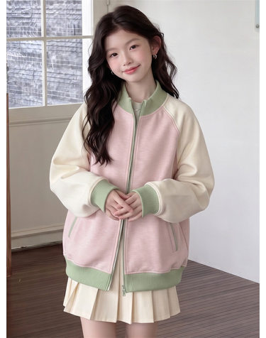 블러시 배색 바시티 블루종 R21055