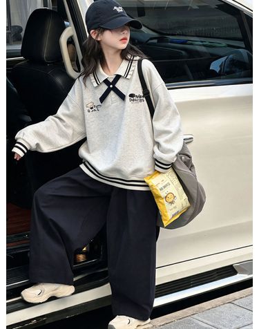 폴로 카라 배색 와이드 상하 세트 R21154