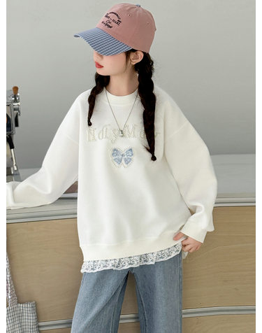 레이스 헴 자수 오버핏 티셔츠 R21186