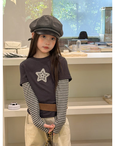 스타 패치 레이어드 롱슬리브 티셔츠 R21274