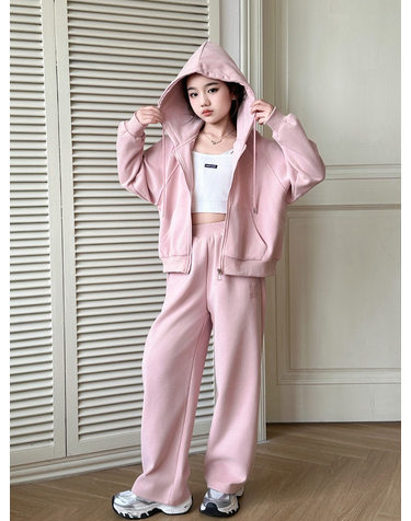 글리터 후드 집업 와이드 상하 세트 R21699