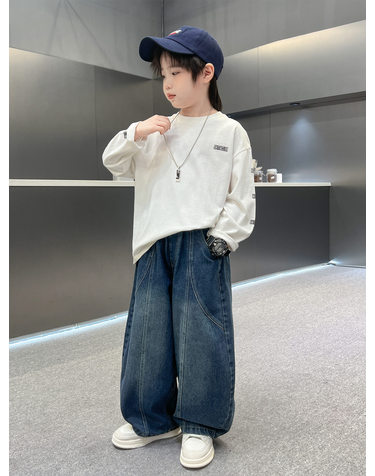 배색 벌룬 와이드 데님 팬츠 R21734