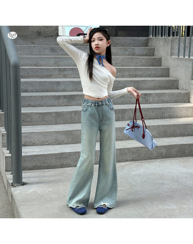 프린지 헴 플레어 데님 팬츠 R21843