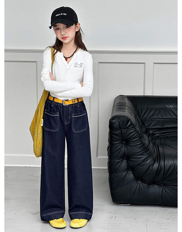 딥 인디고 와이드 데님 팬츠 R21903