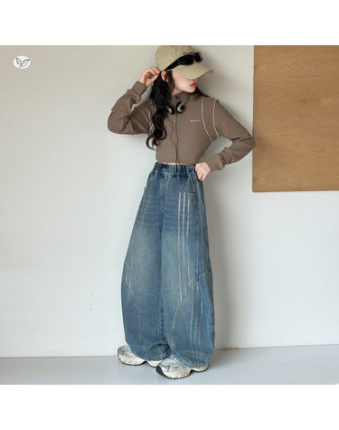 글리터 배럴 벌룬 데님 팬츠 R21906