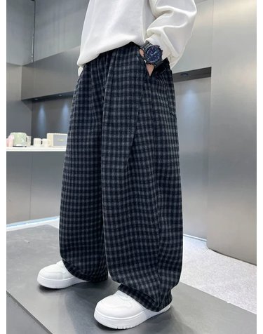 체크 벌룬 와이드 팬츠 R22432