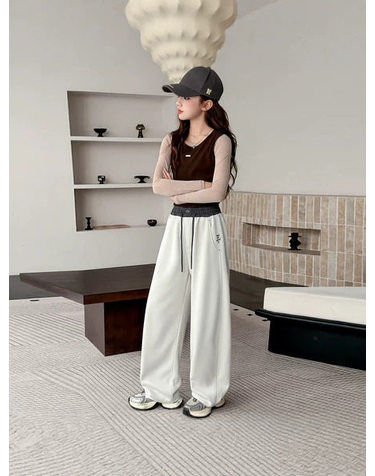 투톤 밴딩 기모 와이드 스웨트팬츠 R23004