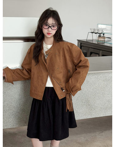 스웨이드 터치 크롭 자켓 R23093