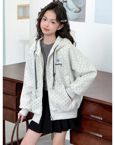 스노우 도트 후드 집업 자켓 R23067