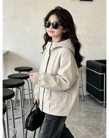 스티치 라인 후드 윈드 자켓 R23061
