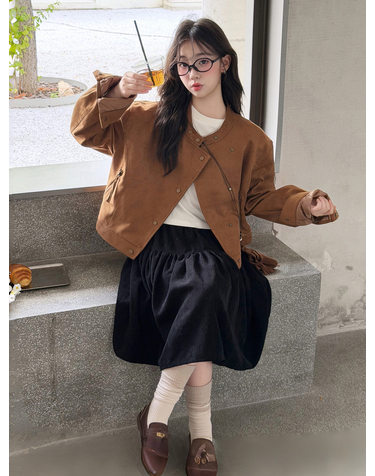 카라멜 스웨이드 크롭 자켓 R23448
