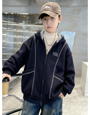 스티치 라인 기모 후드 집업 자켓 R23409