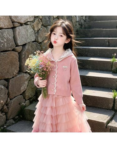 레이스 후드 그라데이션 가디건 R23690