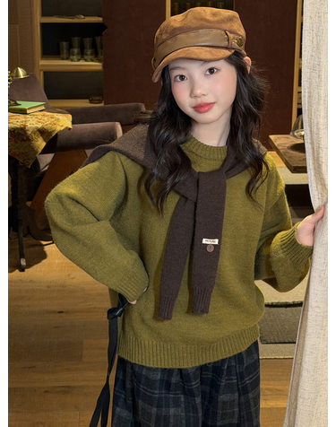 올리브 숄 레이어드 니트 R23699
