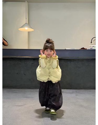레몬 매듭단추 패딩 베스트 R23652