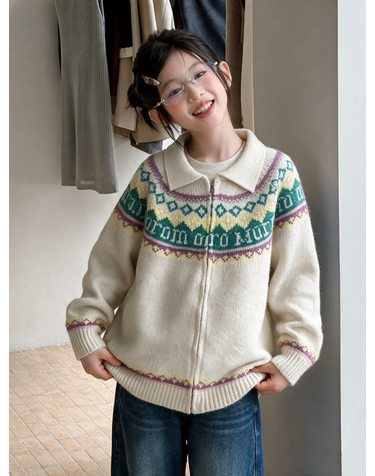 노르딕 카라 집업 니트 가디건 R24179