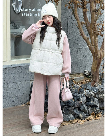 패딩 베스트 기모 스웨트 3종 셋업 R24204