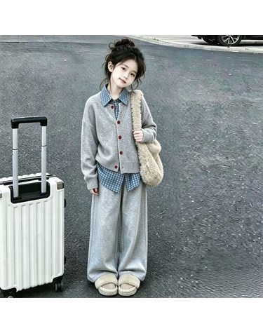 니트 가디건 셔츠 데님 셋업 R24279