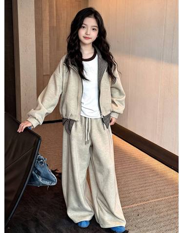 베이지 하이넥 집업 셋업 R24460