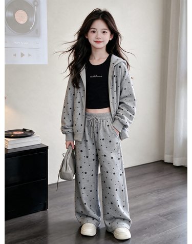 그레이 스타 후드 집업 셋업 R24429