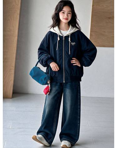 네이비 레이어드 후드 집업 R24459