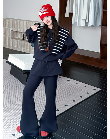 스트라이프 숄 레이어드 스웨트 부츠컷 팬츠 R26864