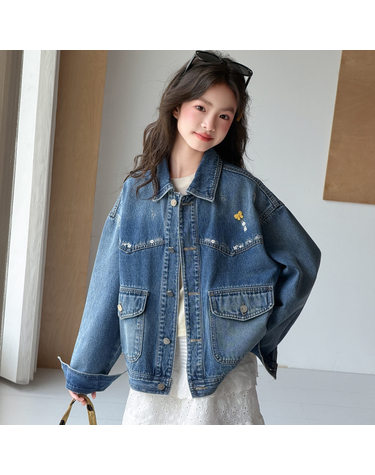 블루아틀리에 꽃자수 오버핏 데님 재킷 R26887