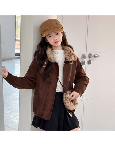 레오파드 퍼 카라 코듀로이 자켓 R26531