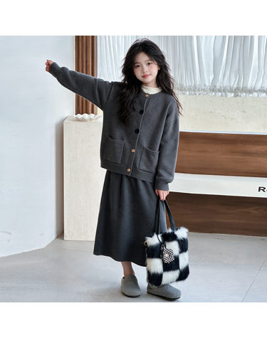 니트 가디건 롱 스커트 셋업 R26502