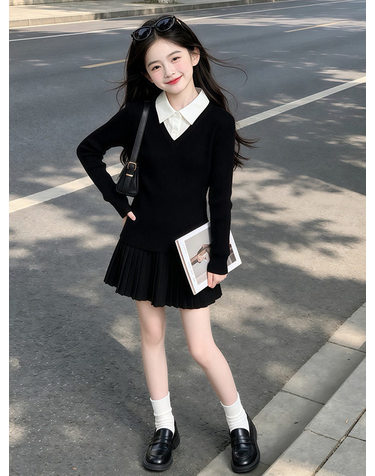 셔츠 카라 니트 플리츠 원피스 R26671