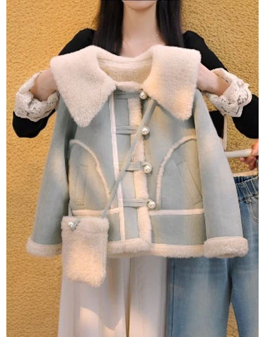 퍼 카라 진주 버튼 무스탕 자켓 R26831