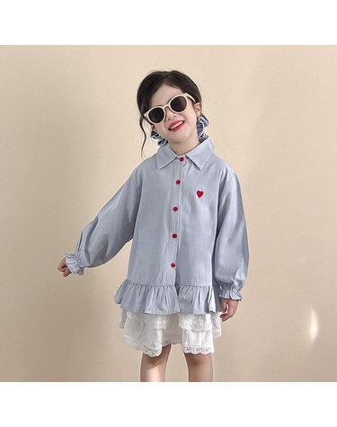 하트 프릴 카라 블라우스 R14803