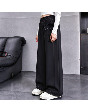 리본 스티치 기모 와이드 팬츠 R27673