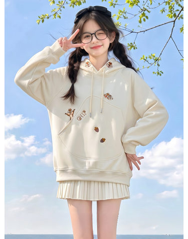 버섯 자수 후드 풀오버 R27939