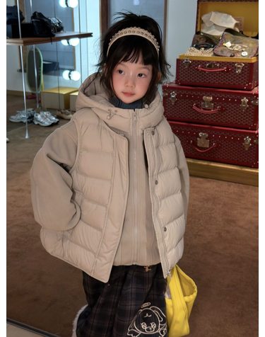 덕다운 베스트 후드 스웨트 셔츠 셋업 R28188