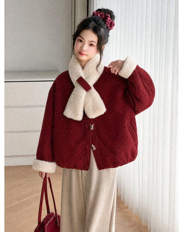 보아 머플러 세트 퀼팅 울 블렌드 자켓 R27737